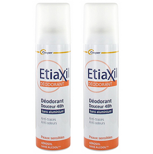 [エティアキシル] マイルド デオドラント スプレー 超敏感肌用 48時間 150ml 2本セット- [ETIAXIL] DEODRANT DOUCEUR SPRAY 48H SANS SELS D'ALUMINUM 150ml 2pc